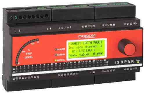 ISOPAK208 DC Ground Fault Monitor, Output Relay, Analog Output (8 Channels)