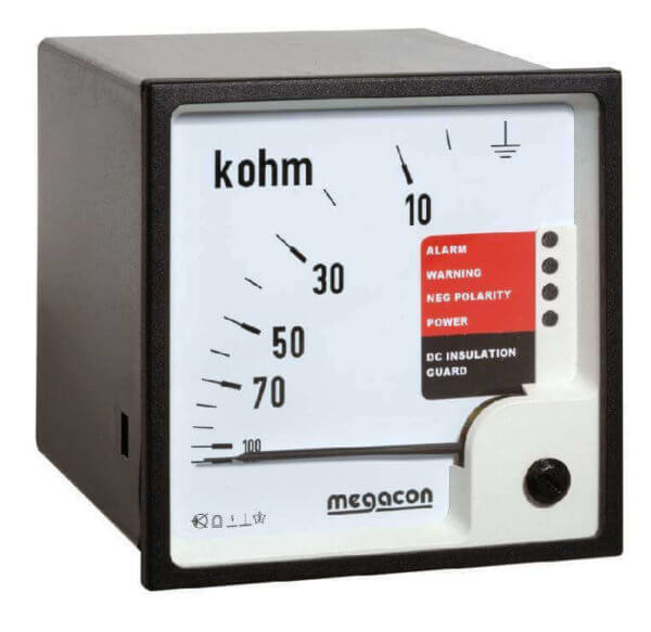 KPM169 Insulation Monitor for DC Systems 60-200VDC, 10k-5MOhm Scale, Output Relay, optional Analog Output